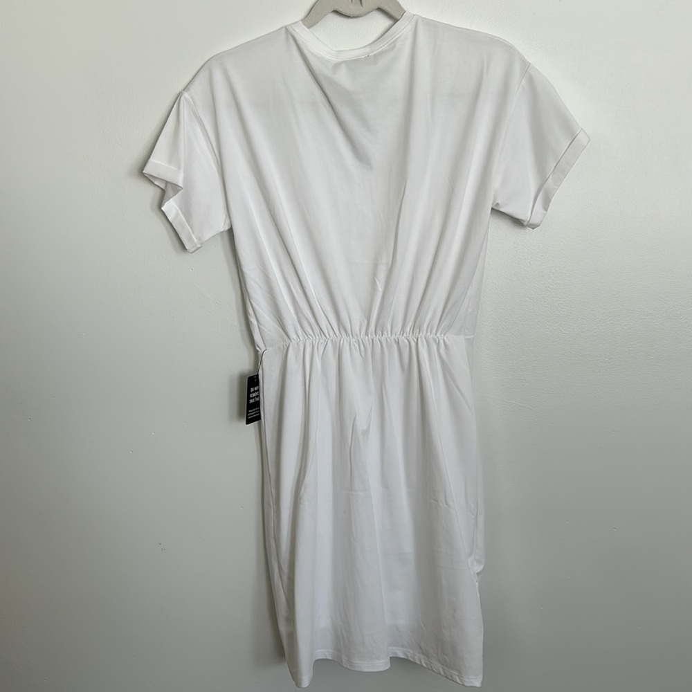 Express Crew Neck Short Sleeve Draped T-Shirt Dress - Picture 5 of 5